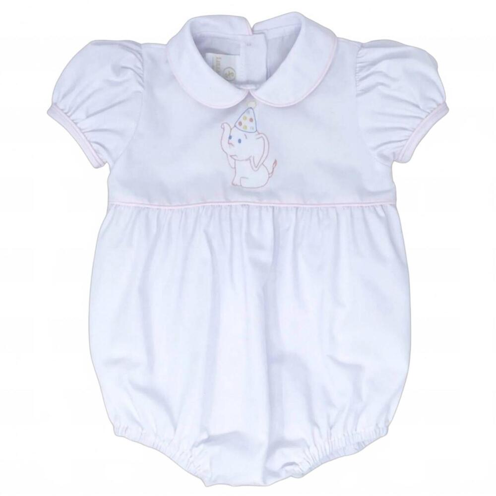 NEW LULLABY SET girls charleston bubble onesies in white elephant